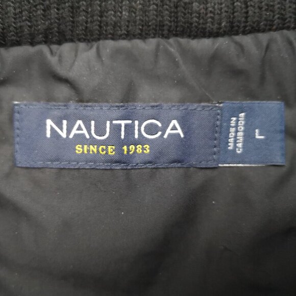 Nautica Men's Size Large Navy w/ Black Faux Fur Lined Zipper/Button Closure Vest - Picture 3 of 9